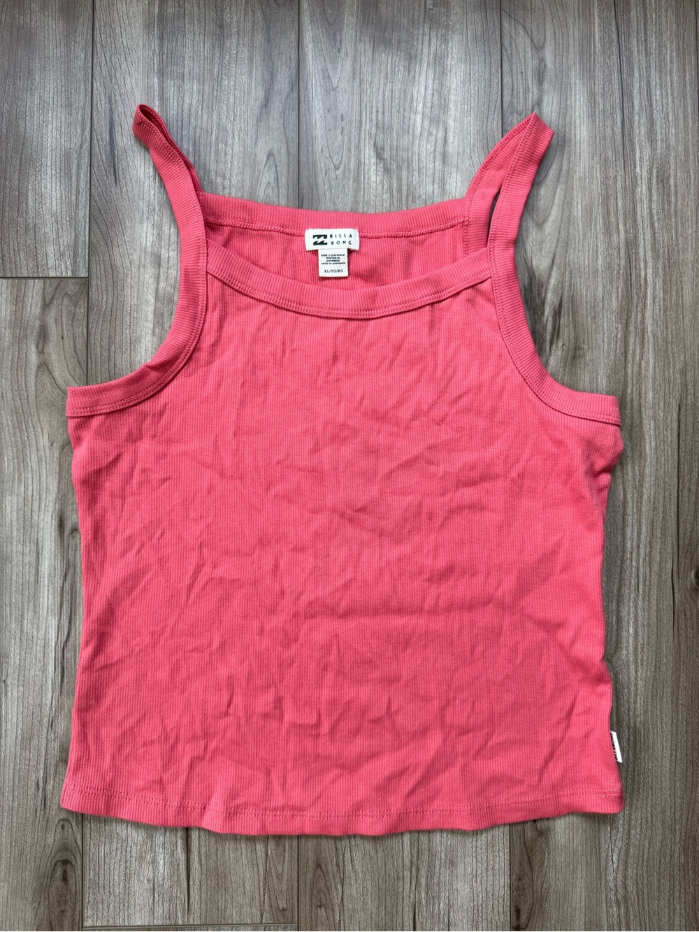Billabong ribbed tank top square neckline pink size XL